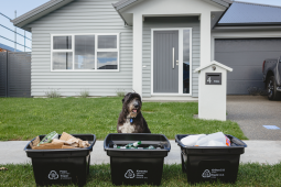 Recycling with dog