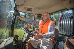 Napier City Council staff member drives tractor